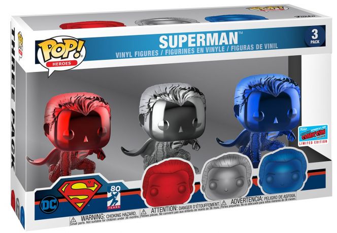 Figurine Funko Pop Justice League [DC] Superman - 3 pack - Chromé - Fall Convention