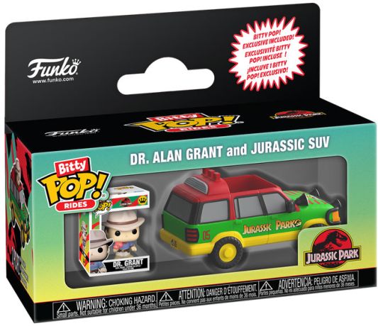 Figurine Funko Pop Jurassic Park Dr. Alan Grant et Jurassic SUV - Bitty Pop