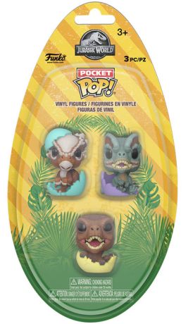 Figurine Funko Pop Jurassic Park Dilophosaurus / Stygimoloch / Velociraptor (Pâques) - Pack Pocket
