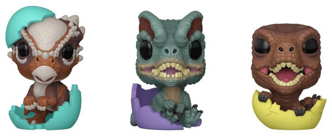 Figurine Funko Pop Jurassic Park Dilophosaurus / Stygimoloch / Velociraptor (Pâques) - Pack Pocket