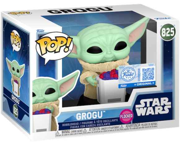 Figurine Funko Pop Star Wars : The Mandalorian & Grogu #825 Grogu avec collation - Flocké
