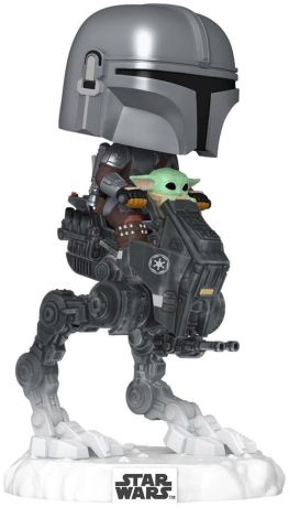 Figurine Funko Pop Star Wars : The Mandalorian & Grogu #837 Le Mandalorien avec Grogu dans l'AT-RT Imperial Remnant