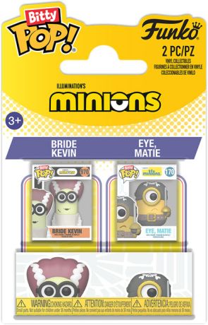 Figurine Funko Pop Les Minions Bride Kevin & Eye, Matie - Pack Bitty Pop