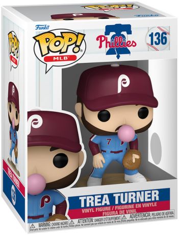 Figurine Funko Pop MLB : Ligue Majeure de Baseball #136 Trea Turner (Chewing-gum)