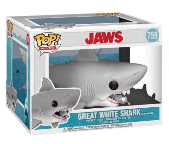 Figurine Funko Pop Les Dents de la Mer #759 Grand requin blanc avec réservoir de plongée - 15 cm