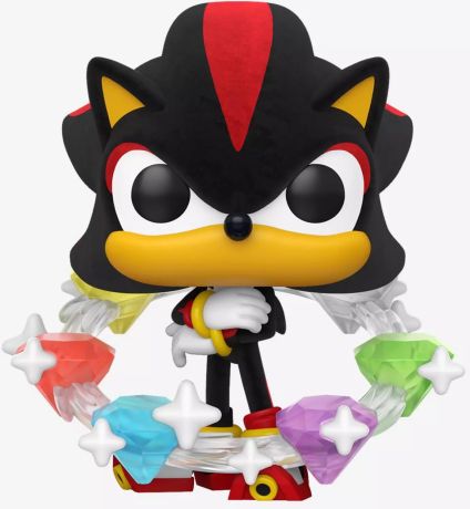 Figurine Funko Pop Sonic le Hérisson #1300 Shadow avec Émeraudes - Flocked
