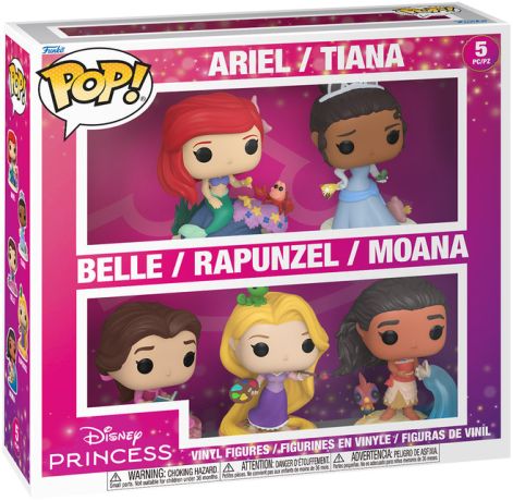 Figurine Funko Pop Disney Ultimate Princess Ariel / Tiana / Belle / Raiponce / Vaiana - Pack