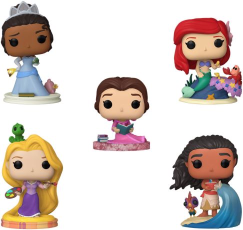 Figurine Funko Pop Disney Ultimate Princess Ariel / Tiana / Belle / Raiponce / Vaiana - Pack
