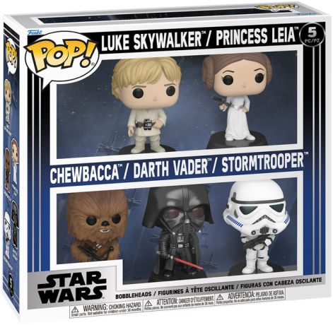 Figurine Funko Pop Star Wars 4 : Un nouvel espoir Luke / Leia / Chewbacca / Dark Vador / Stormtrooper - Pack