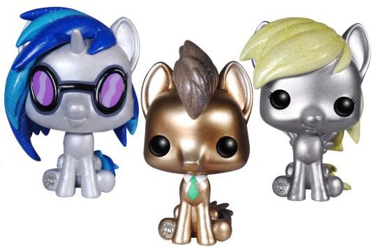 Figurine Funko Pop My Little Pony DJ Pon 3, Dr Hooves & Derpy - 3 Pack - Pailletés