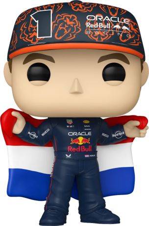 Figurine Funko Pop Formule 1 (F1) #18 Max Verstappen avec le drapeau néerlandais