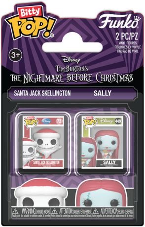 Figurine Funko Pop L'étrange Noël de M. Jack [Disney] Père Noël Jack Skellington & Sally - Pack Bitty Pop