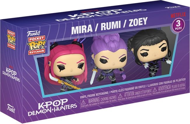 Figurine Funko Pop KPop Demon Hunters Mira / Rumi / Zoey (Porte-clés) - Pack