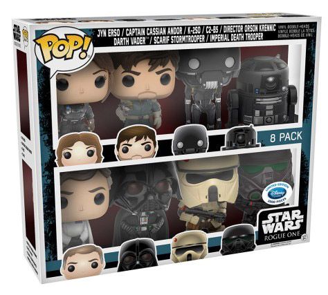 Figurine Funko Pop Rogue One : A Star Wars Story #00 Jyn Erso, Captain Cassian Andor, K-250, C2-B5, Director Orson Krennic, Darth Vader, Scarf Stormtrooper, Imperial Death Trooper - 8 pack