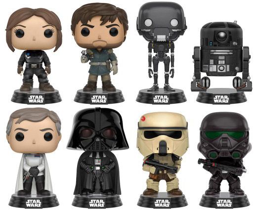 Figurine Funko Pop Rogue One : A Star Wars Story Jyn Erso, Captain Cassian Andor, K-250, C2-B5, Director Orson Krennic, Darth Vader, Scarf Stormtrooper, Imperial Death Trooper - 8 pack