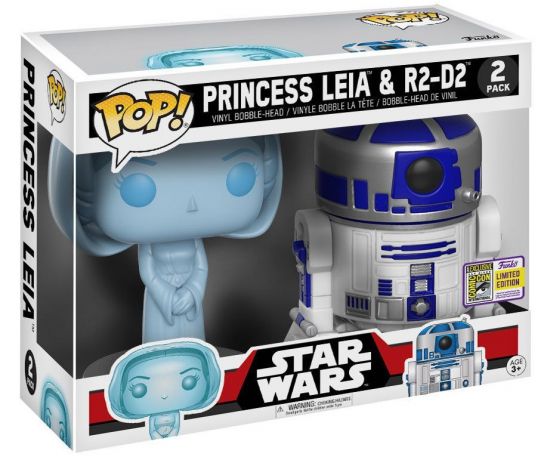 Figurine Funko Pop Star Wars 4 : Un nouvel espoir Leia & R2-D2 - 2 Pack - Brillant dans le noir