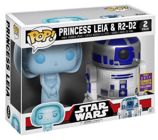 Figurine Funko Pop Star Wars 4 : Un nouvel espoir Leia & R2-D2 - 2 Pack - Brillant dans le noir