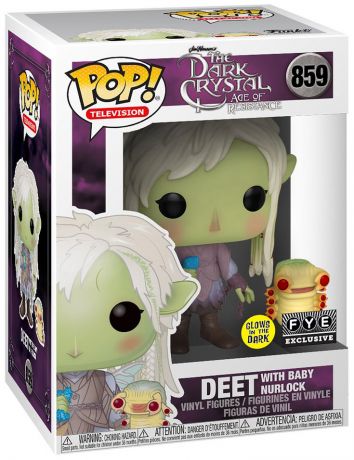 Figurine Funko Pop Dark Crystal #859 Deet avec Bébé Nurlock - Brillant dans le noir