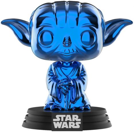 Figurine Funko Pop Star Wars 6 : Le Retour du Jedi #124 Yoda - Chromé Bleu