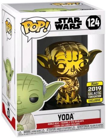 Figurine Funko Pop Star Wars 6 : Le Retour du Jedi #124 Yoda - Chromé Or