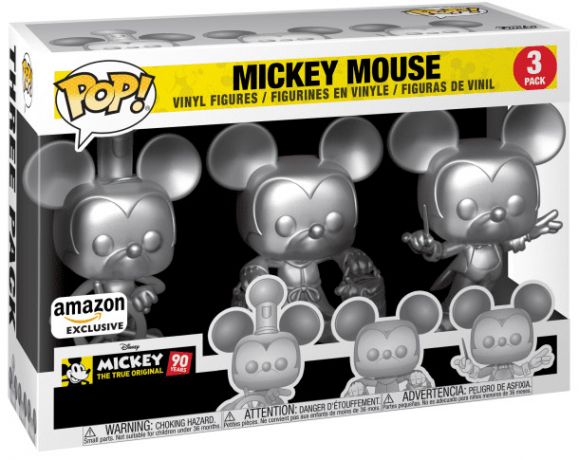 Figurine Funko Pop Mickey Mouse - 90 Ans [Disney] Mickey Mouse 90' - Argent - 3-Pack