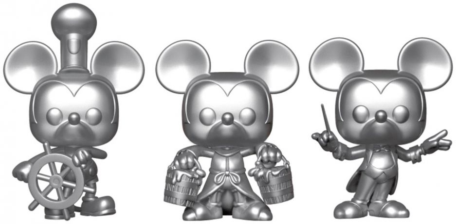 Figurine Funko Pop Mickey Mouse - 90 Ans [Disney] Mickey Mouse 90' - Argent - 3-Pack