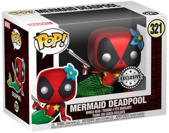 Figurine Pop Deadpool [Marvel] #321 pas cher : Deadpool en Sirène -  Métallique