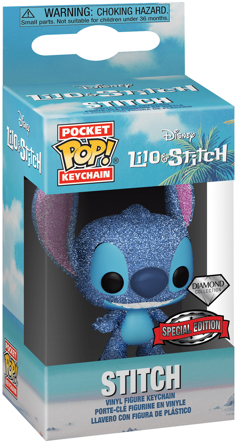 Figurine Pop Lilo et Stitch [Disney] pas cher : Stitch - Pailleté - Porte- clés