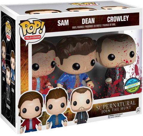 Figurine Funko Pop Supernatural Sam, Dean & Crowley - Ensanglanté - 3 pack