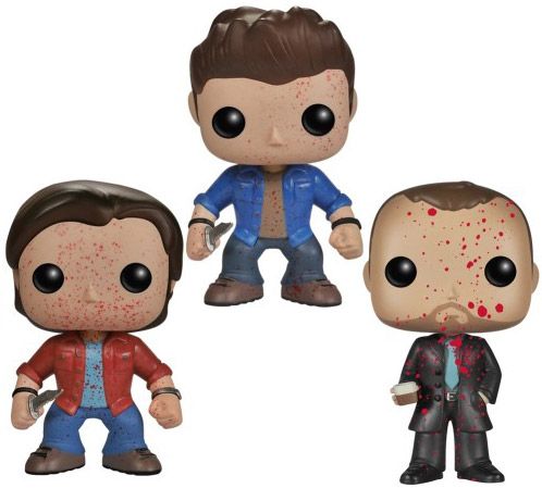 Figurine Funko Pop Supernatural Sam, Dean & Crowley - Ensanglanté - 3 pack