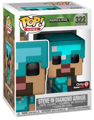 Figurine Funko Pop Minecraft #322 Steve avec Armure en Diamant Bleue