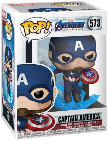 Figurine Pop Avengers : Endgame [Marvel] #573 pas cher : Captain America  avec bouclier cassé et Mjolnir