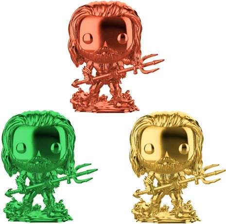 Figurine Funko Pop Aquaman [DC] Arthur Curry en Costume de Héro - Chromé - 3 pack