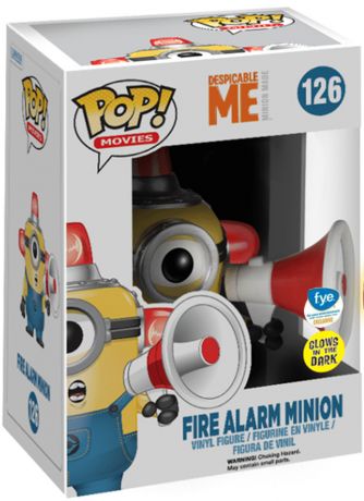 Figurine Funko Pop Moi, Moche et Méchant #126 Minion tenant une Alarme à Incendie - Brillant dans le noir