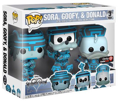 Figurine Funko Pop Kingdom Hearts Sora, Dingo & Donald - Tron - 3 Pack