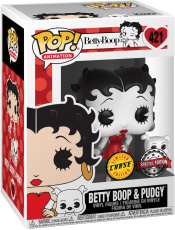 Figurine Funko Pop Betty Boop #421 Betty Boop & Pudgy - Noir et Blanc & Rouge [Chase]