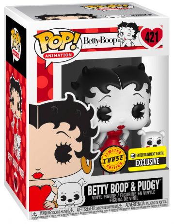 Figurine Funko Pop Betty Boop #421 Betty Boop & Pudgy - Noir et Blanc & Rouge [Chase]
