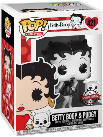 Figurine Funko Pop Betty Boop #421 Betty Boop & Pudgy - Noir et Blanc