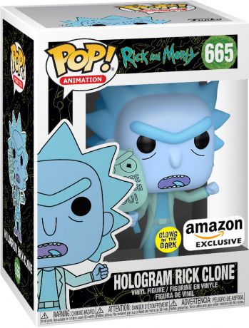 Figurine Funko Pop Rick et Morty #665 Hologram Rick Clone - Brillant dans le noir