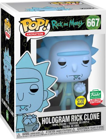 Figurine Funko Pop Rick et Morty #667 Hologram Rick Clone - Brillant dans le noir