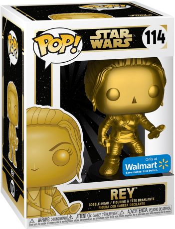 Figurine Funko Pop Star Wars Exclusivité Walmart #114 Rey - Métallique Or