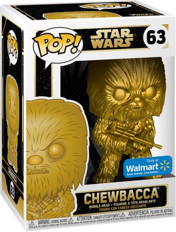 Figurine Funko Pop Star Wars Exclusivité Walmart #63 Chewbacca - Métallique Or