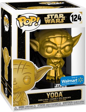 Figurine Funko Pop Star Wars Exclusivité Walmart #124 Yoda - Métallique Or