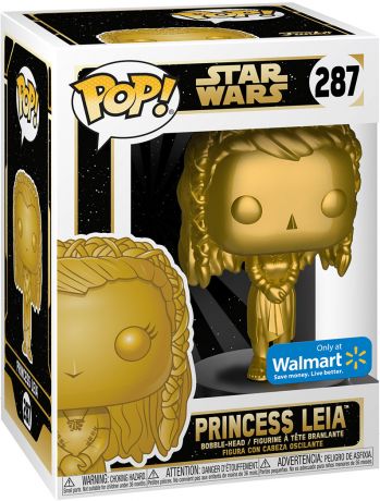 Figurine Funko Pop Star Wars Exclusivité Walmart #287 Princess Leia - Métallique Or