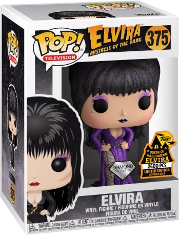 Figurine Funko Pop Elvira, Maîtresse des Ténèbres #375 Elvira en Robe Violette - Pailletée