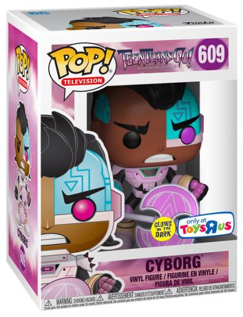 Figurine Funko Pop Teen Titans Go! #609 Cyborg avec Hache qui brille dans le noir
