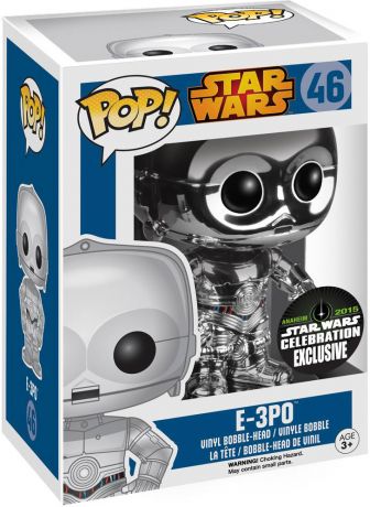 Figurine Funko Pop Star Wars 1 : La Menace fantôme #46 E-3PO - Argent Métallisé