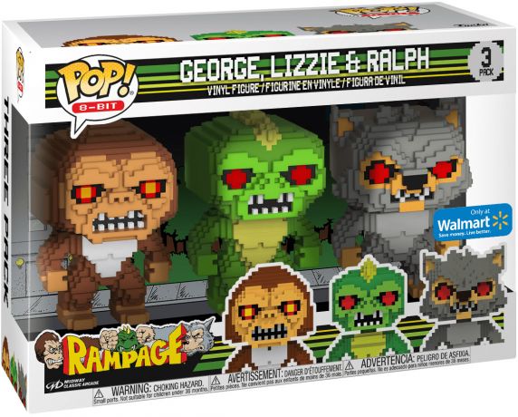 Figurine Funko Pop Rampage  George, Lizzie & Ralph - 8-bit - 3 pack