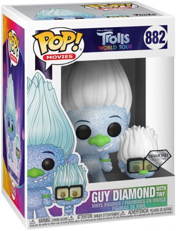 Figurine Funko Pop Les Trolls #882 Guy Diamond & Tiny Diamond - Pailleté