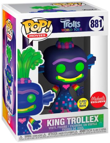 Figurine Funko Pop Les Trolls #881 Roi Trollex - Brillant dans le noir